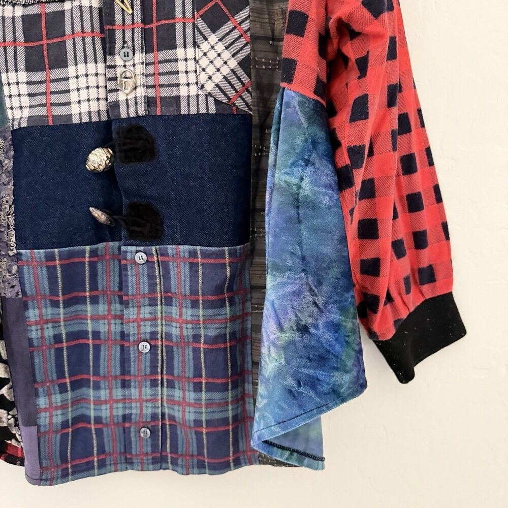 Vintage Lee Andersen Patchwork Wearable Art Shirt Jacket Boho Artsy Y2K - Picture 5 of 16